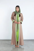 SM2512-LIGHT BROWN MODERN ELEGANCE LINEN ABAYA