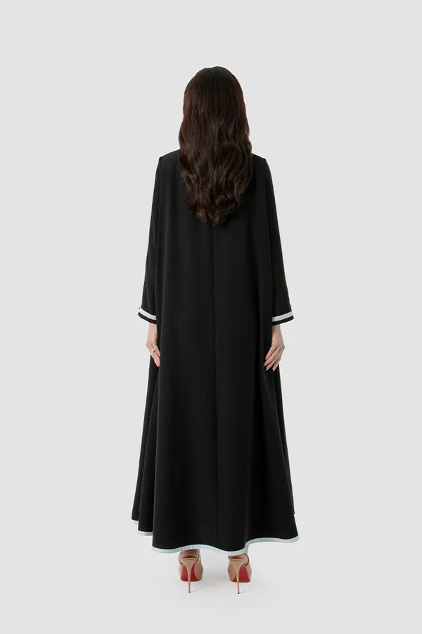 SM2518 – THE REFINED CONTRAST FLARED ABAYA