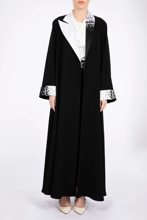 RMD2307 STYLIZED COLLAR AND PEARLS WORK HIGHLIGHTS ABAYA