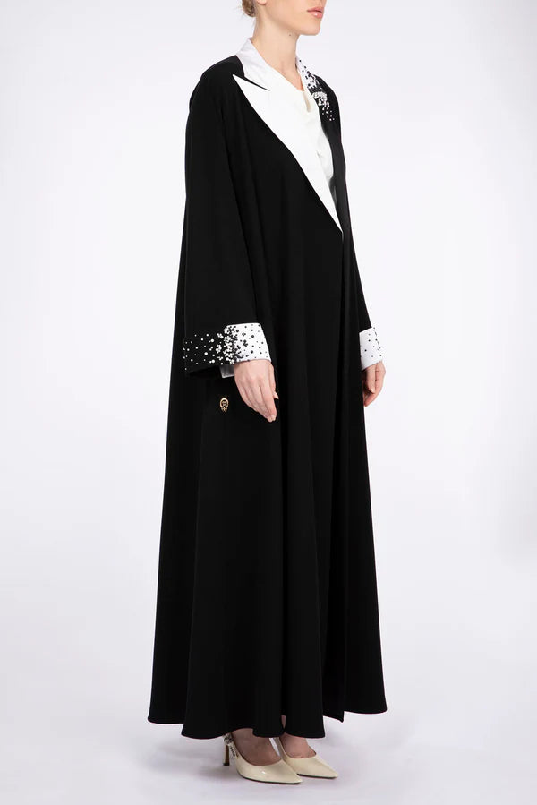 RMD2307 STYLIZED COLLAR AND PEARLS WORK HIGHLIGHTS ABAYA
