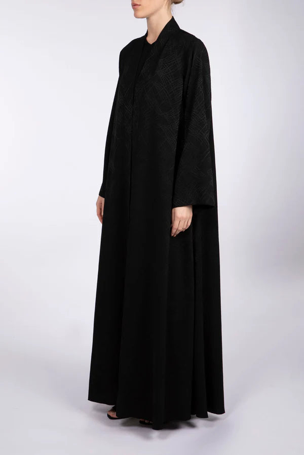 RTW2301-BLACK CHIC TEXTURED FABRIC ABAYA