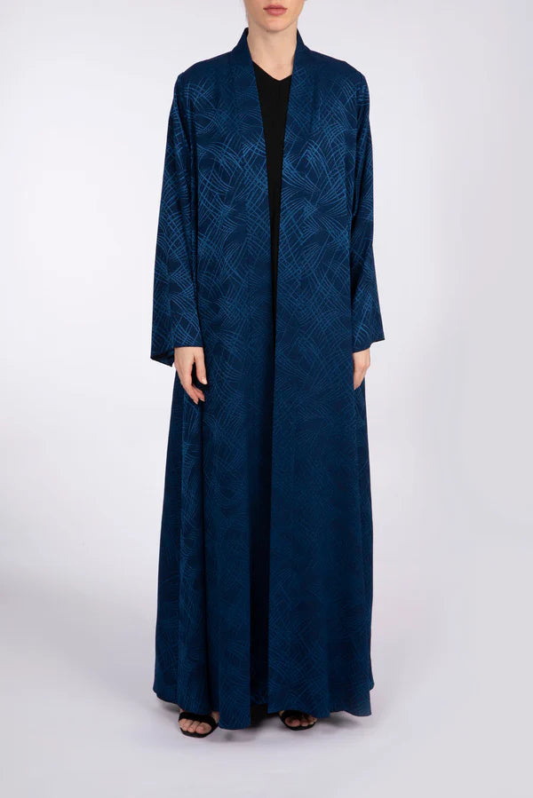 RTW2301-HW-BLUE CHIC TEXTURED FABRIC ABAYA