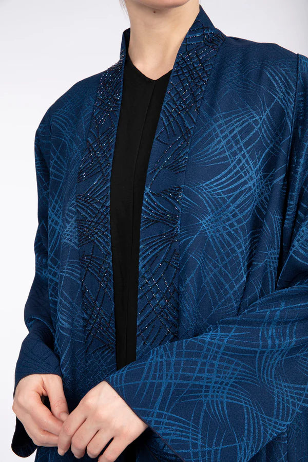 RTW2301-HW-BLUE CHIC TEXTURED FABRIC ABAYA