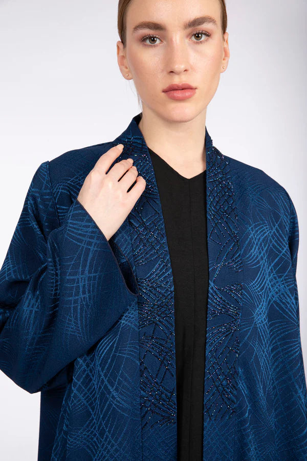 RTW2301-HW-BLUE CHIC TEXTURED FABRIC ABAYA