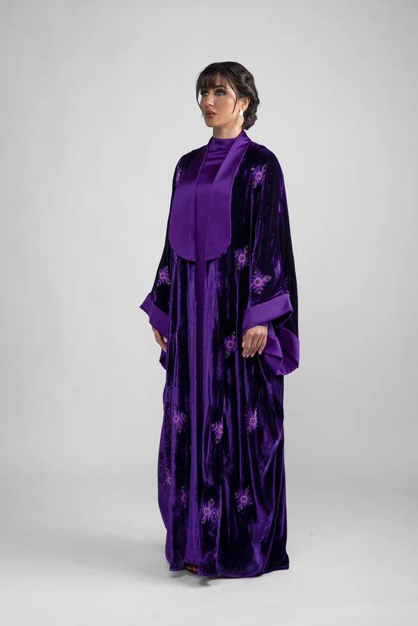 DCV2309 MYSTIC MONARCH PURPLE VELVET ABAYA