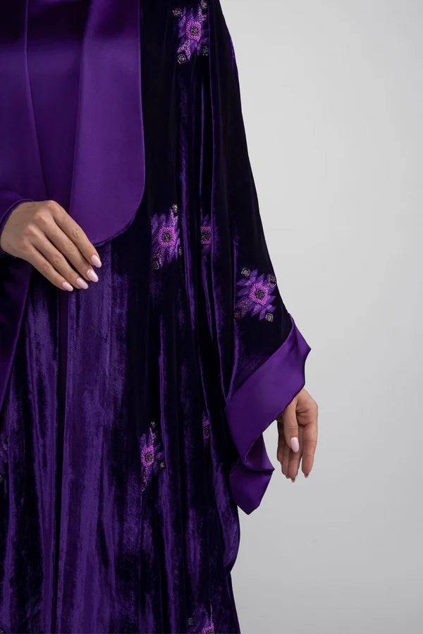 DCV2309 MYSTIC MONARCH PURPLE VELVET ABAYA