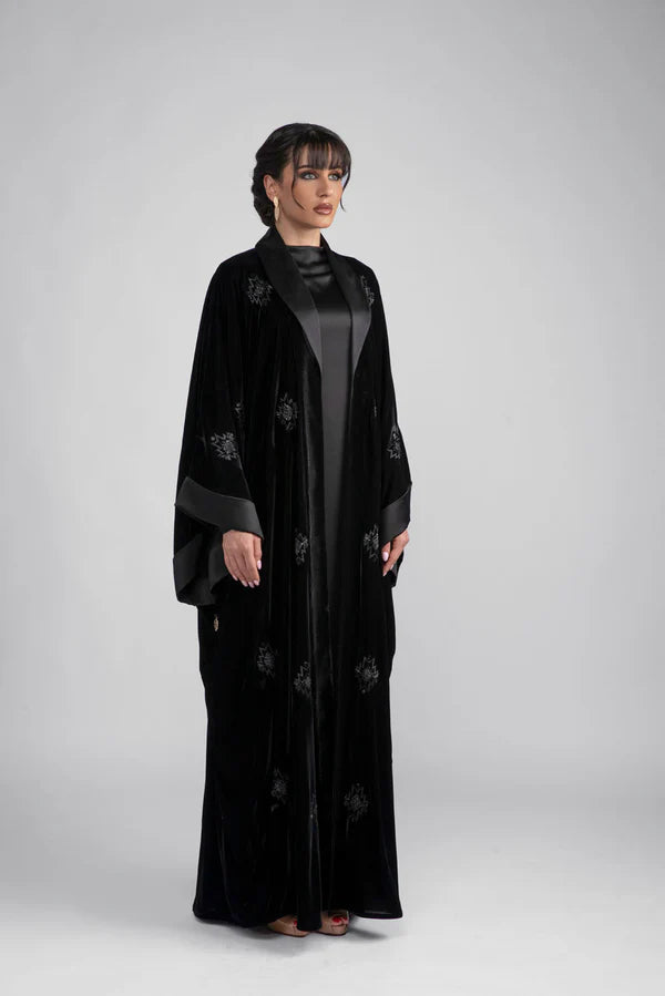 DCV2313 MONARCH BLACK VELVET ABAYA