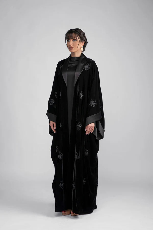 DCV2313 MONARCH BLACK VELVET ABAYA