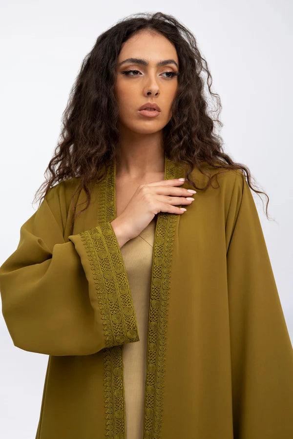 EDM2317-MUSTARD MOROCCAN FLARE ABAYA