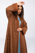 RMDHC2304-BROWN MOROCCAN FLAIR ESSENCE ABAYA