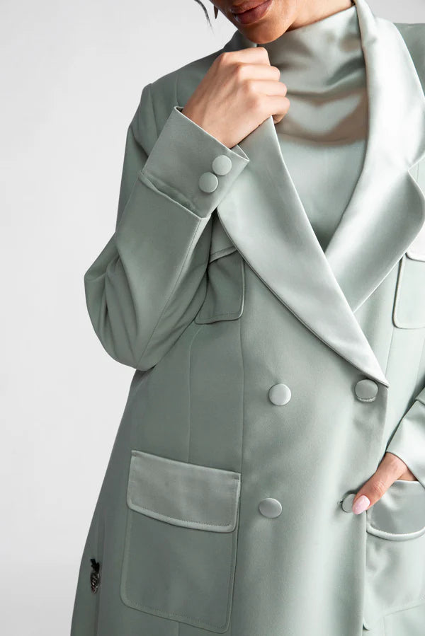 DCJ2301-SAGE GREEN UNLEASHED SOPHISTICATION CHIC BLAZER