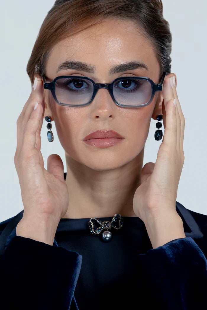 SUNGLASSES RECTANGULAR II - DARK BLUE WITH LIGHT BLUE