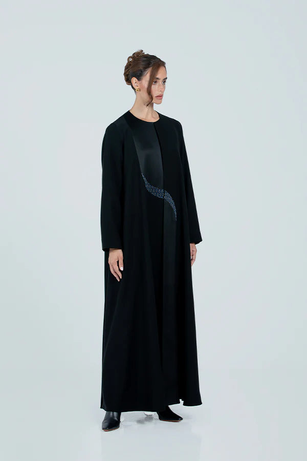 DC2515- NAVY BLUE / GREY THE ELEGANT SHADOWS ABAYA