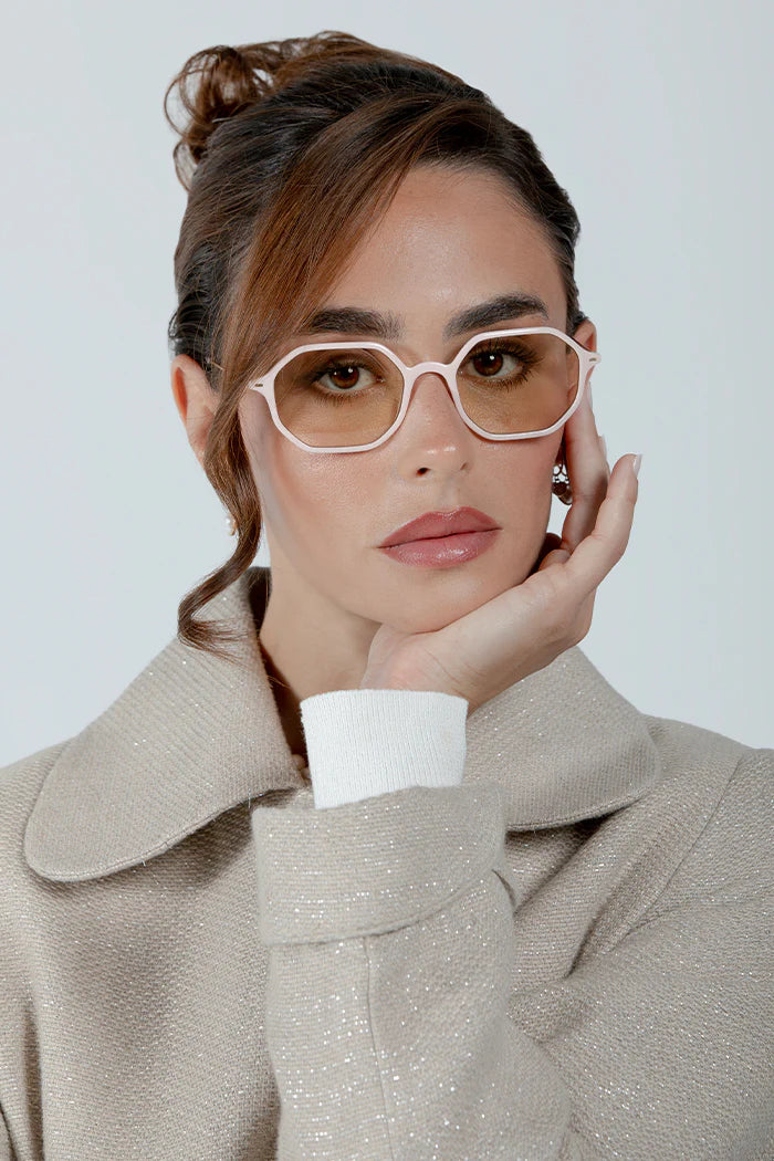 SUNGLASSES OCTAGONAL - SHINY LIGHT PINK