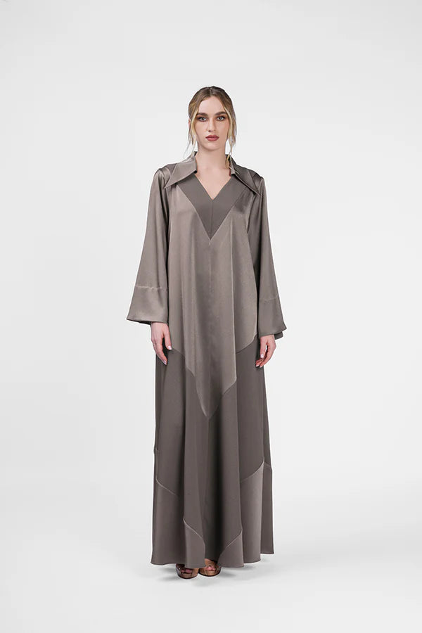 RMDJL2401-SIGNAL GREY  MYSTIQUE CREPE SILK JALABIYA