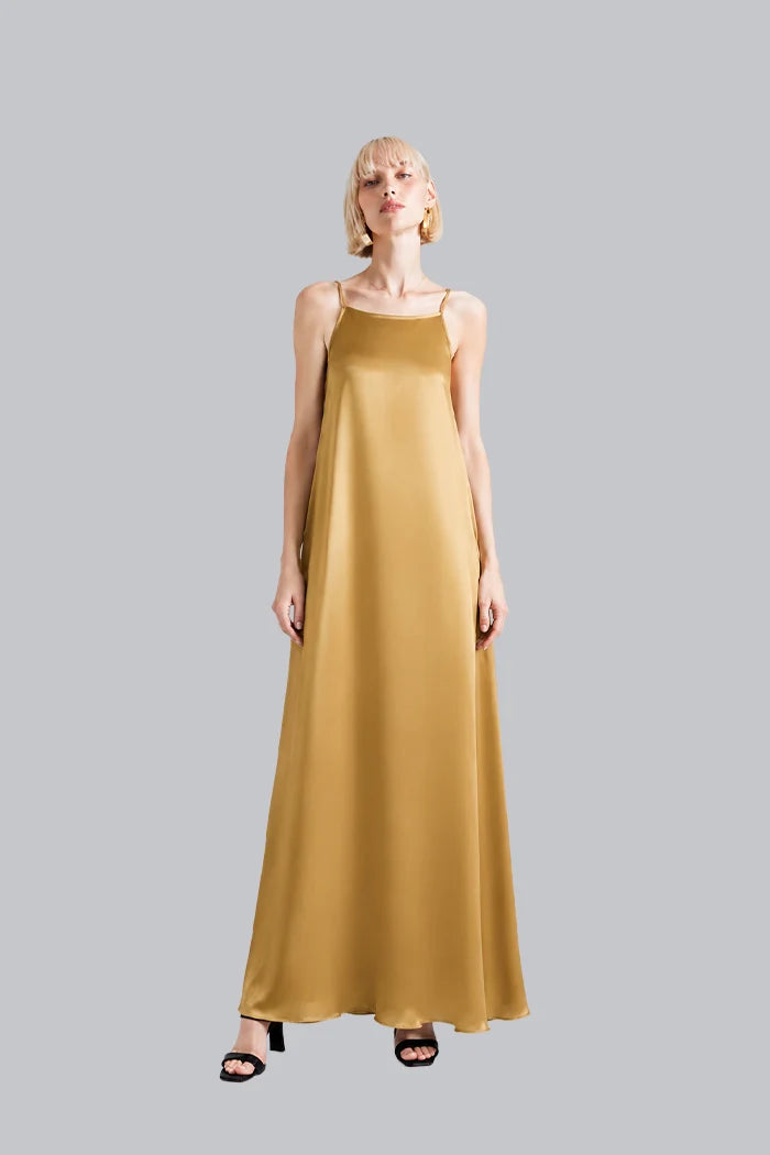 SPAGHETTI STRAP SILK MAXI DRESS INS2601SS