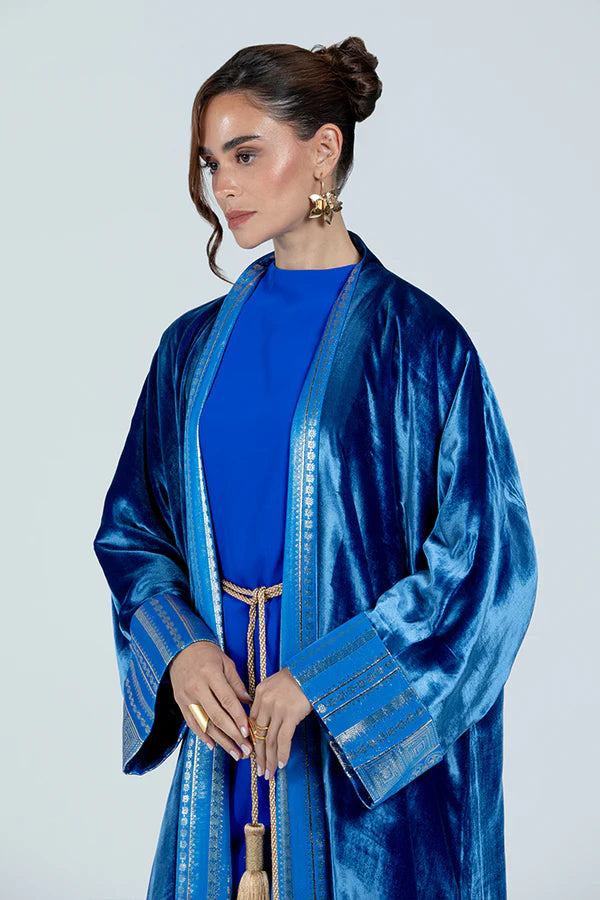 DCV2529-SAPPHIRE BLUE KIMONO GOLDEN BLOOM - LIMITED EDITION