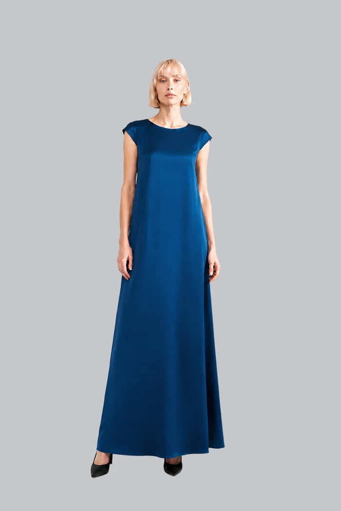 CAP-SLEEVE SILK MAXI DRESS INS2604CS