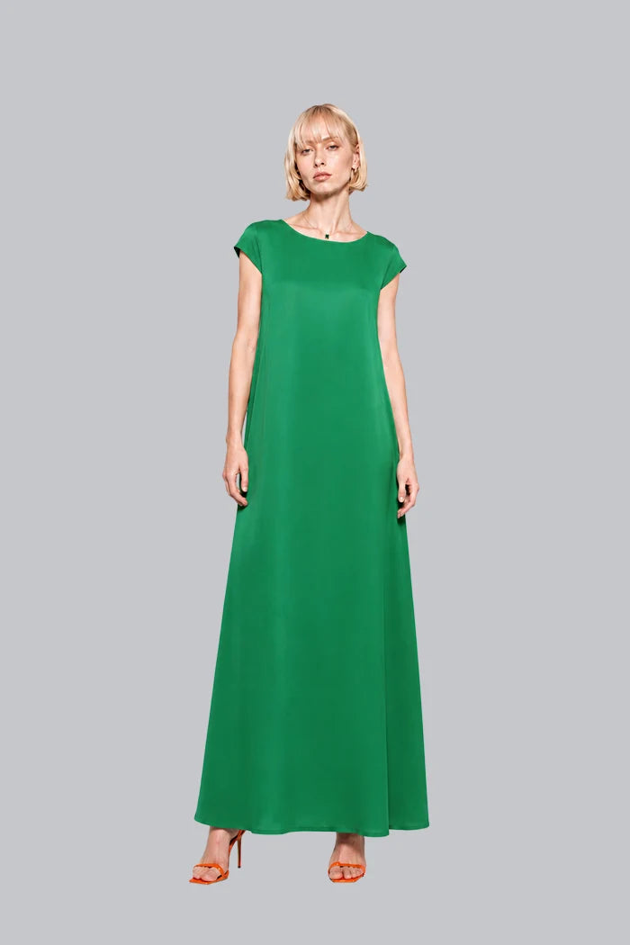 CAP-SLEEVE SILK MAXI DRESS INS2604CS