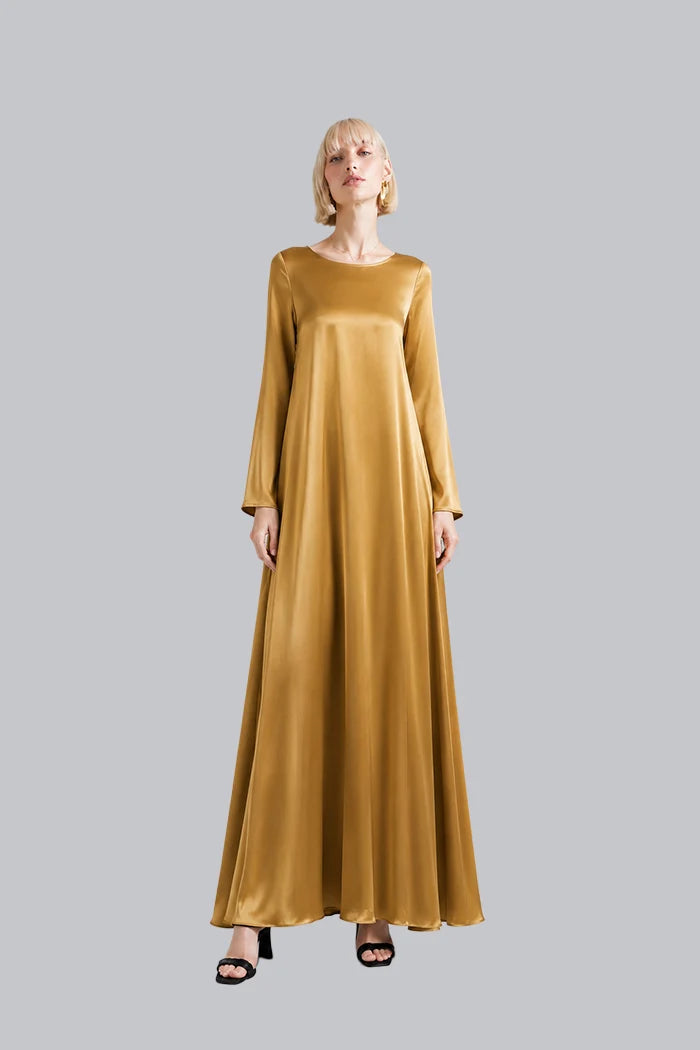 LONG-SLEEVE SILK MAXI DRESS INS2602LS
