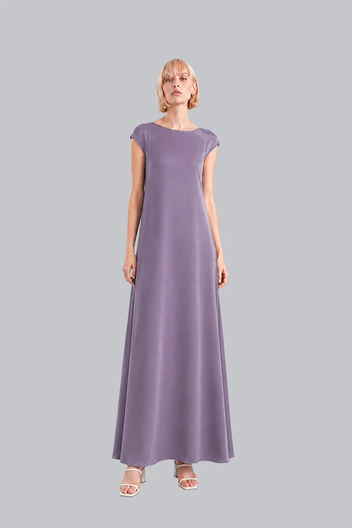 CAP-SLEEVE SILK MAXI DRESS INS2604CS
