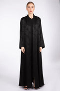 RTW2302-BLACK ABSTRACT MOTIF TEXTURED FABRIC ABAYA