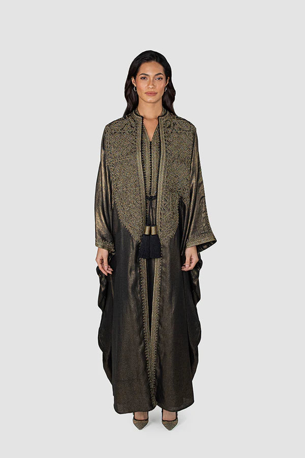 RMDM2401-GOLD DIAMOND WHISPER ABAYA- FULL SET
