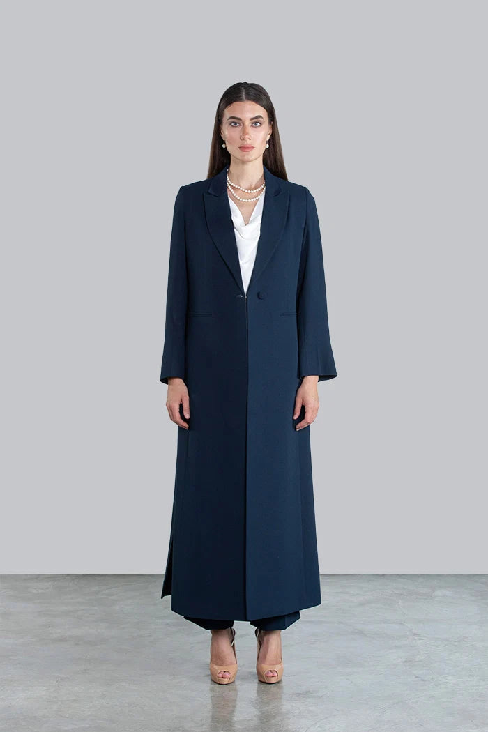 CHIC NAVY BLUE FULL LENGTH BLAZER AND TROUSERS SUIT DC2007