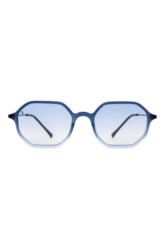 DARK BLUE AND LIGHT BLUE OCTAGONAL SUNGLASSES
