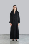 RTWS2501-BLK AURA TEXTURED EVERYDAY ABAYA WITH HIDDEN DETAIL