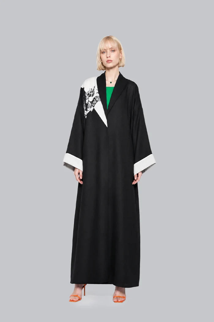 ART INSPIRED NATURAL LINEN KIMONO ABAYA – A2207-MDS