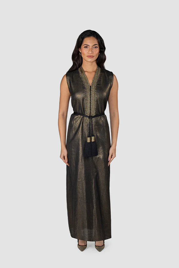 RMDM2401-GOLD DIAMOND WHISPER ABAYA- FULL SET