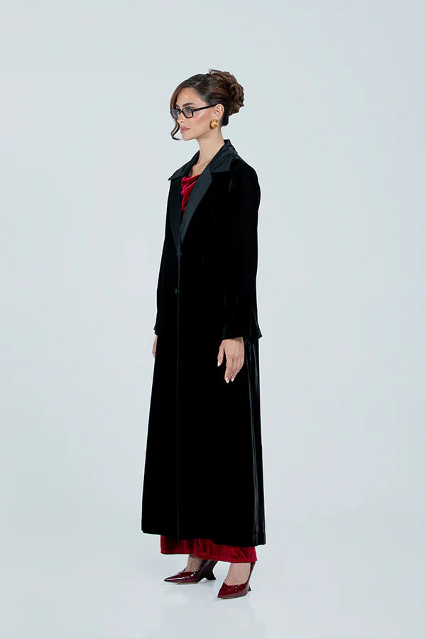 DCV2520S-BLUE THE REGAL SILHOUETTE VELVET COAT