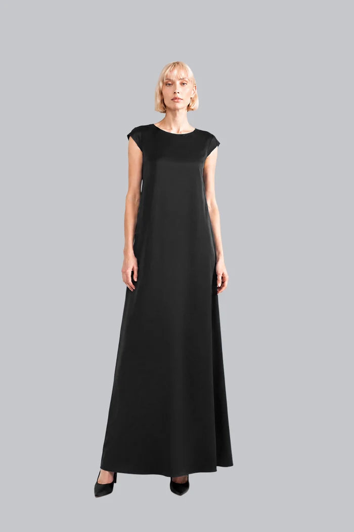 CAP-SLEEVE SILK MAXI DRESS INS2604CS