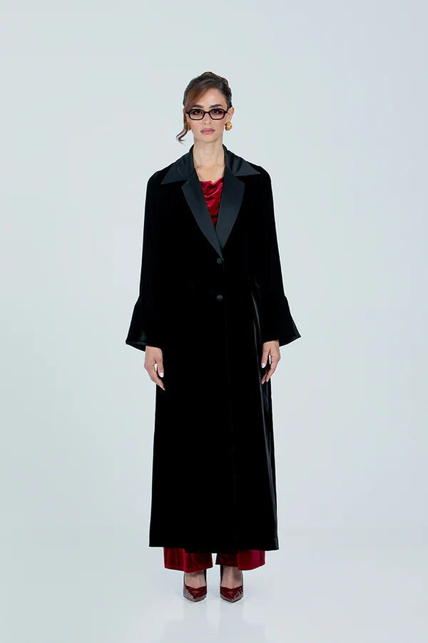 DCV2520S-BLUE THE REGAL SILHOUETTE VELVET COAT