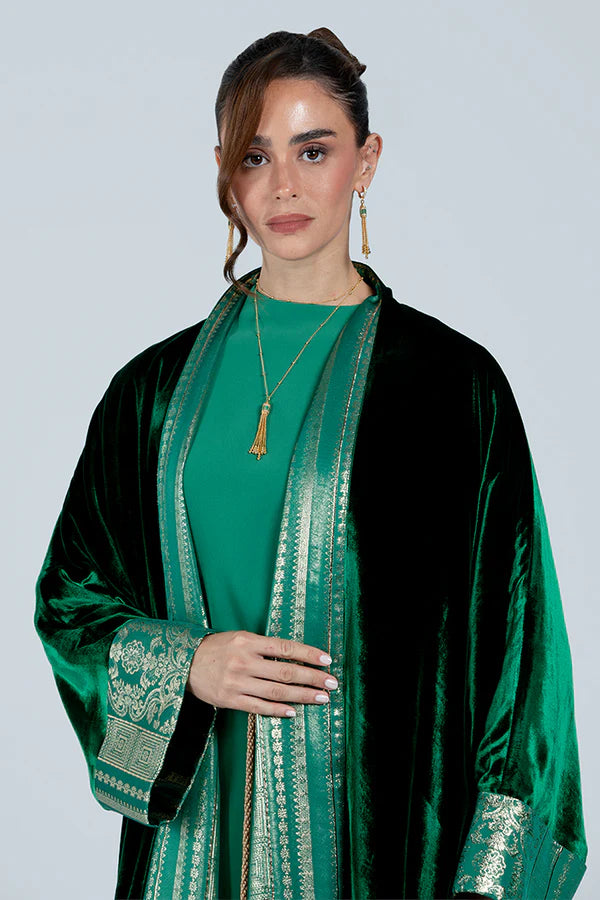 DCV2529-DARK GREEN KIMONO GOLDEN BLOOM - LIMITED EDITION