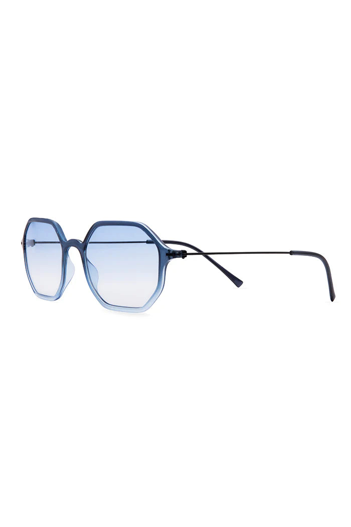 DARK BLUE AND LIGHT BLUE OCTAGONAL SUNGLASSES