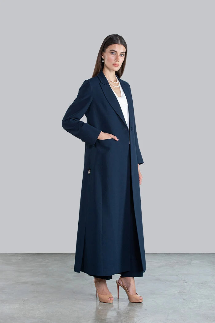 CHIC NAVY BLUE FULL LENGTH BLAZER AND TROUSERS SUIT DC2007
