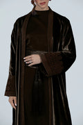 DCV2517A-BROWN THE MOONLIGHT VELVET ABAYA