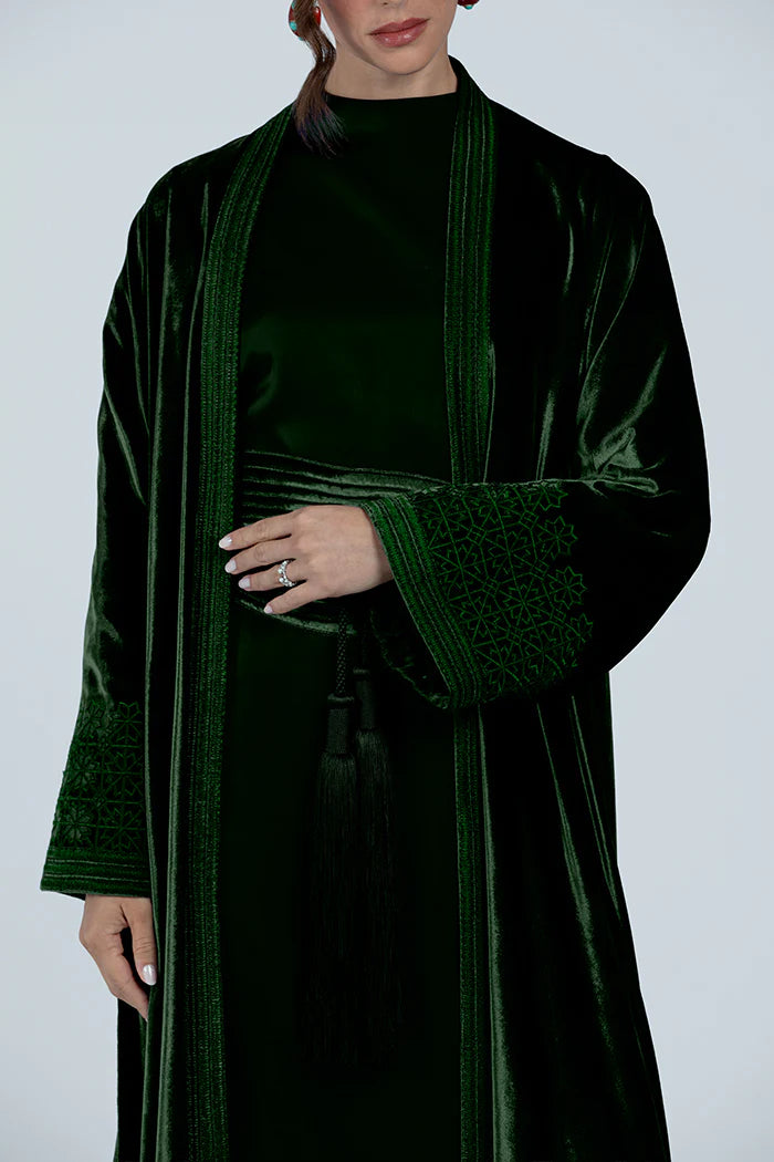 DCV2517-GREEN THE MOONLIGHT VELVET ABAYA