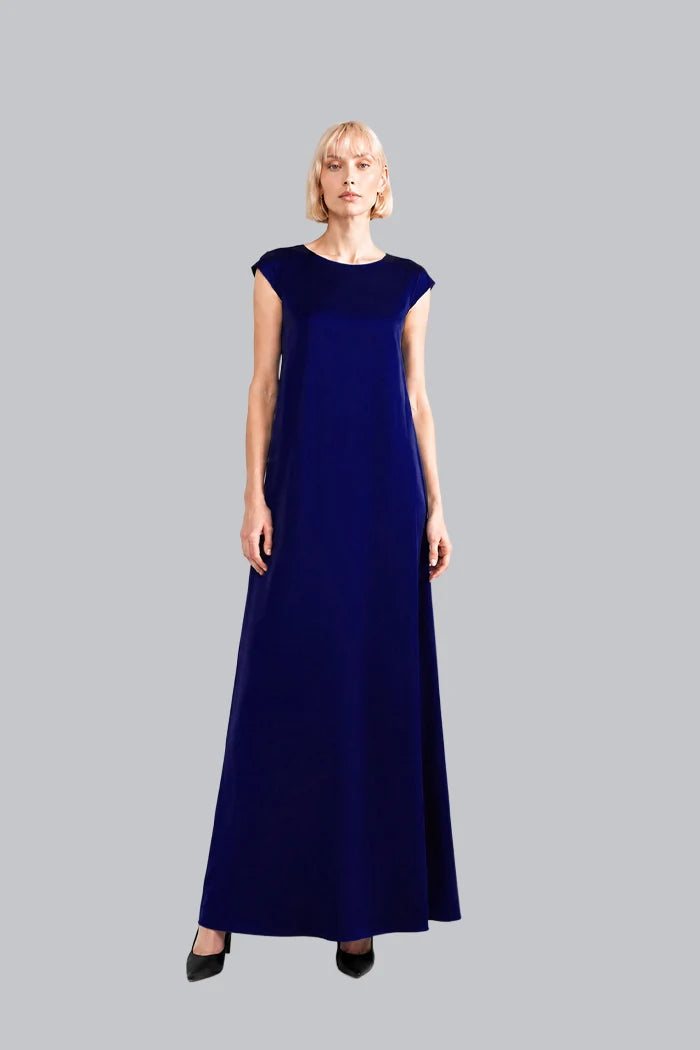 CAP-SLEEVE SILK MAXI DRESS INS2604CS