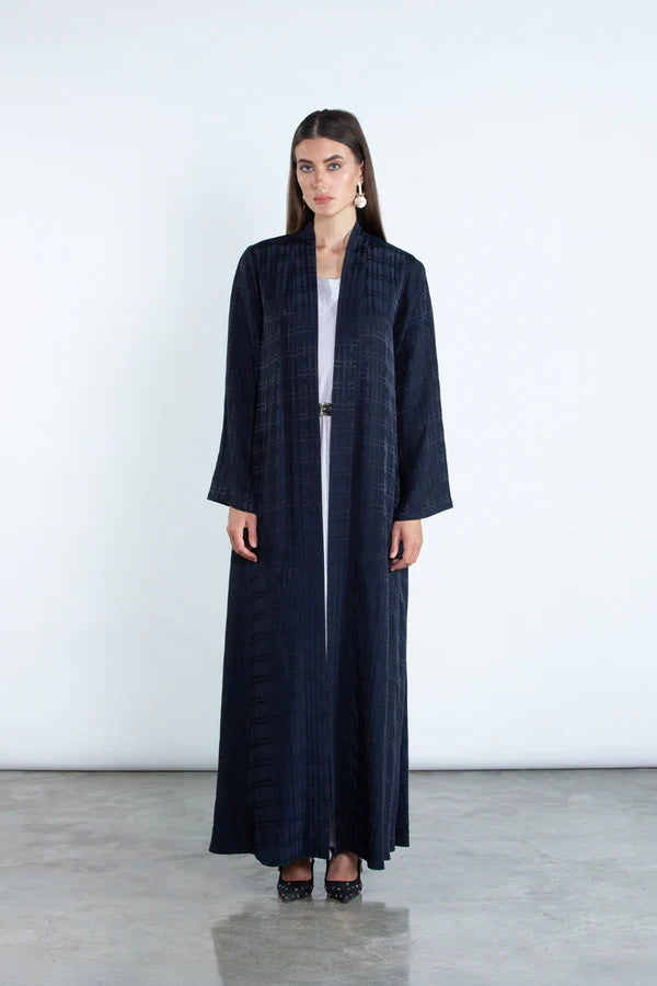 RTWS2501-BL AURA TEXTURED EVERYDAY ABAYA WITH HIDDEN DETAIL