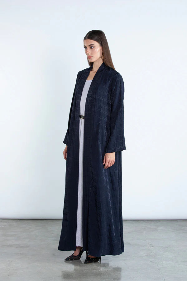 RTWS2501-BL AURA TEXTURED EVERYDAY ABAYA WITH HIDDEN DETAIL