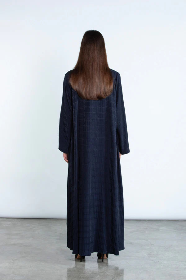 RTWS2501-BL AURA TEXTURED EVERYDAY ABAYA WITH HIDDEN DETAIL