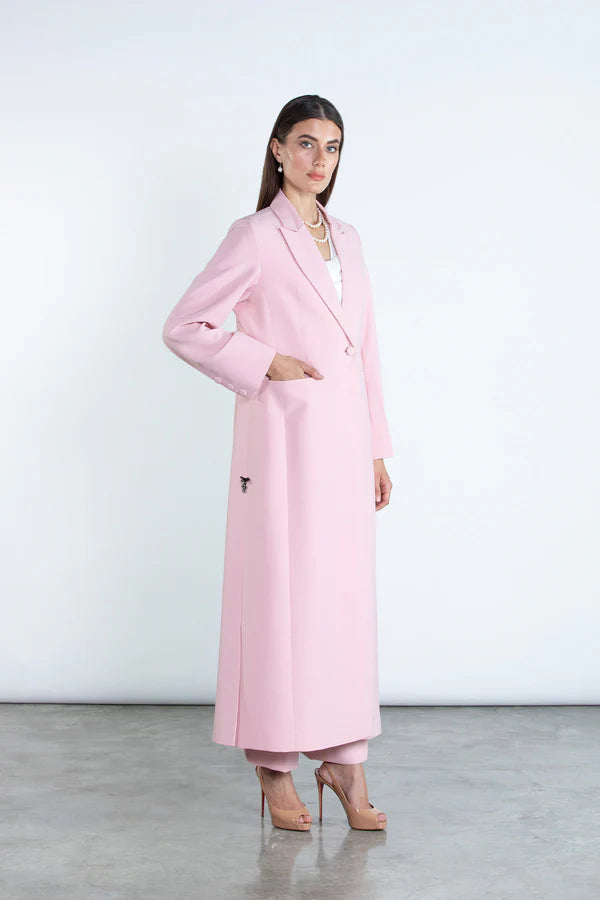 CHIC PINK FULL LENGTH BLAZER AND TROUSERS SUIT DC2007