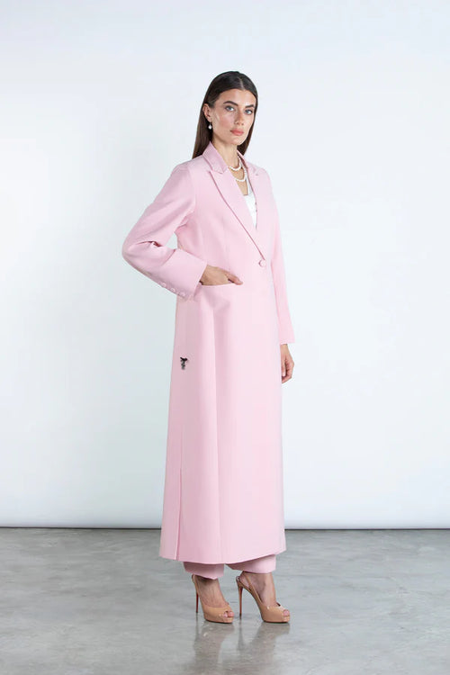 CHIC PINK FULL LENGTH BLAZER AND TROUSERS SUIT DC2007