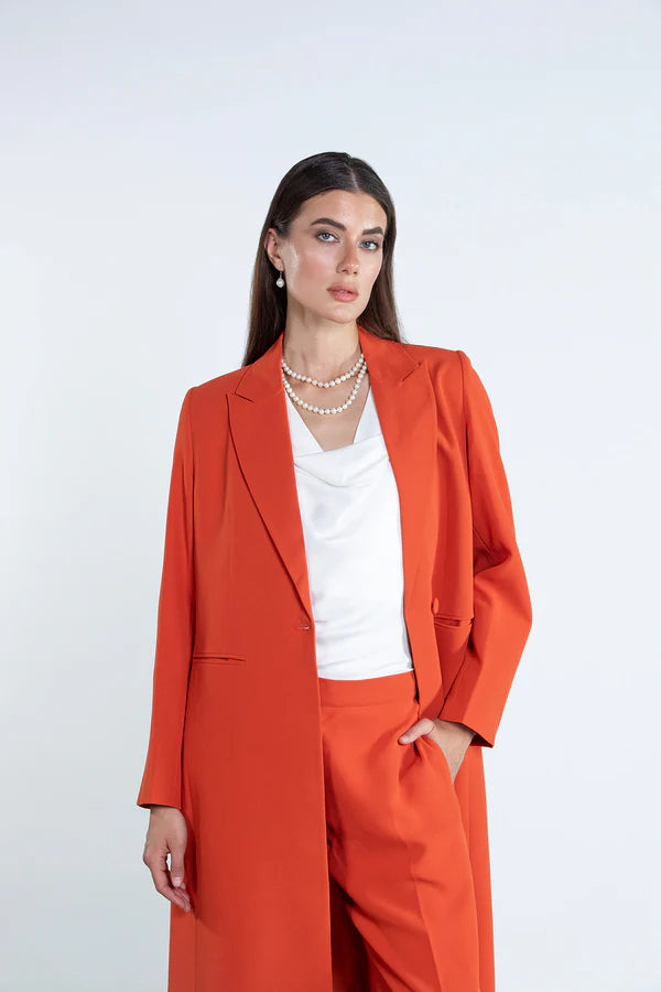 DC2007 - CHIC ORANGE FULL-LENGTH BLAZER AND TROUSERS SUIT