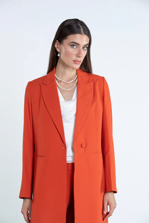 DC2007 - CHIC ORANGE FULL-LENGTH BLAZER AND TROUSERS SUIT