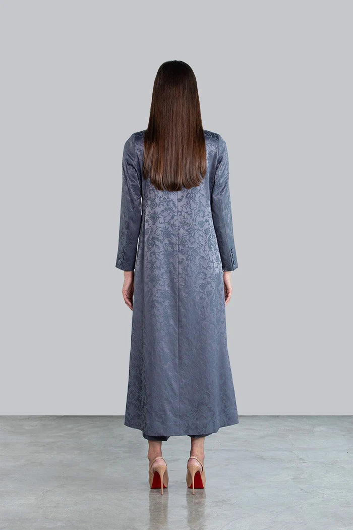 SM2504 - GREY MODEST SUIT SET WITH JACQUARD FINISH