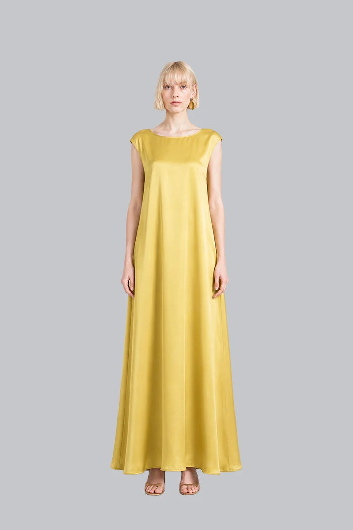 CAP-SLEEVE SILK MAXI DRESS INS2604CS